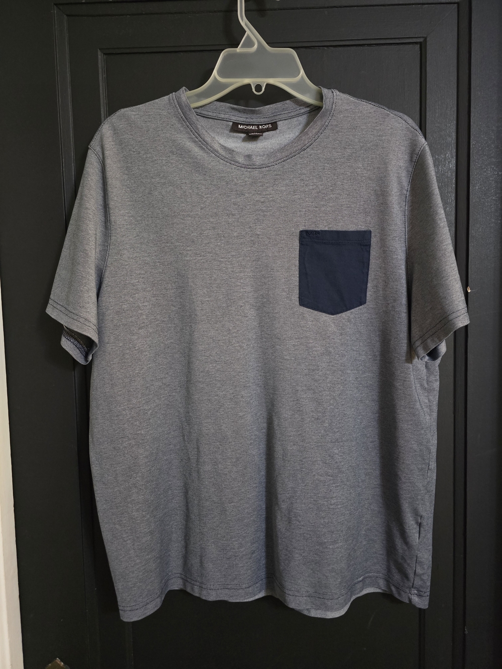Michael Kors Gray Short Sleeve Tee with Navy Chest Pocket